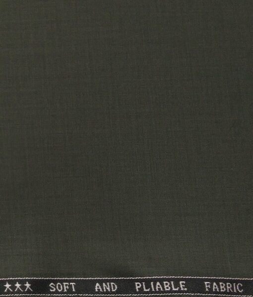 Raymond Men's Poly Viscose Unstitched Solids  Suiting Fabric (Dark Seaweed Gren)