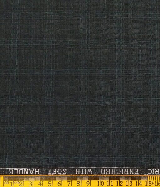 Raymond Men's Poly Viscose Unstitched Self Checks Suiting Fabric (Dark Green)