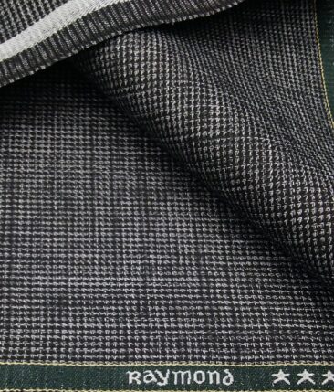 Raymond Men's Poly Viscose Unstitched Khadi Look Structured Suiting Fabric (Blackish Silver Grey)