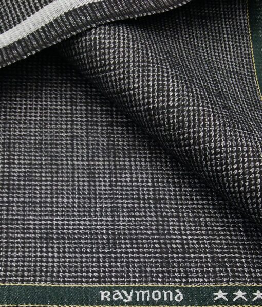 Raymond Men's Poly Viscose Unstitched Khadi Look Structured Suiting Fabric (Blackish Silver Grey)