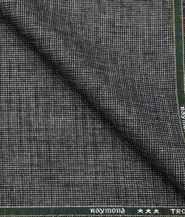 Raymond Men's Poly Viscose Unstitched Khadi Look Structured Suiting Fabric (Blackish Silver Grey)