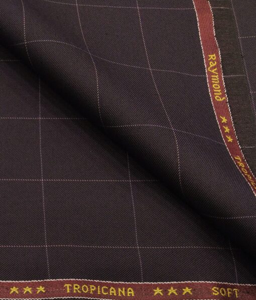 Raymond Men's Poly Viscose Unstitched Checks Suiting Fabric (Dark Purple)