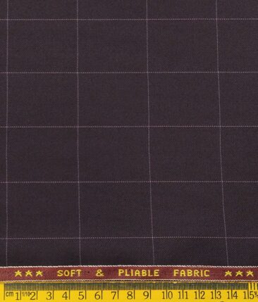 Raymond Men's Poly Viscose Unstitched Checks Suiting Fabric (Dark Purple)