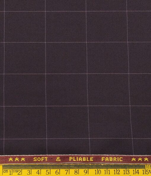Raymond Men's Poly Viscose Unstitched Checks Suiting Fabric (Dark Purple)
