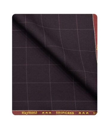Raymond Men's Poly Viscose Unstitched Checks Suiting Fabric (Dark Purple)