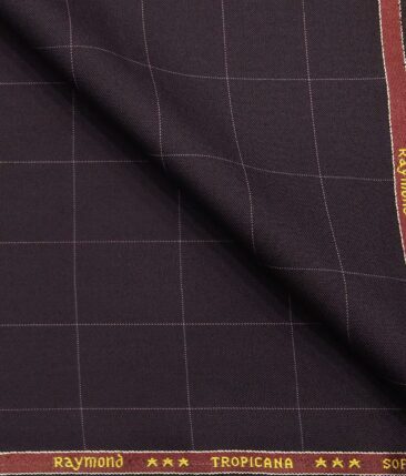 Raymond Men's Poly Viscose Unstitched Checks Suiting Fabric (Dark Purple)