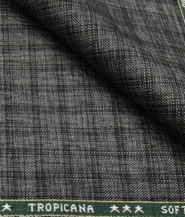 Raymond Men's Poly Viscose Unstitched Khadi Look Structured cum Checks Suiting Fabric (Grey)