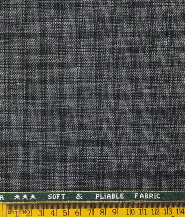 Raymond Men's Poly Viscose Unstitched Khadi Look Structured cum Checks Suiting Fabric (Grey)