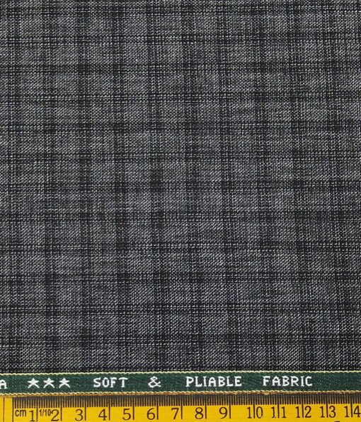 Raymond Men's Poly Viscose Unstitched Khadi Look Structured cum Checks Suiting Fabric (Grey)