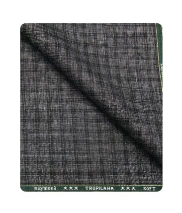 Raymond Men's Poly Viscose Unstitched Khadi Look Structured cum Checks Suiting Fabric (Grey)