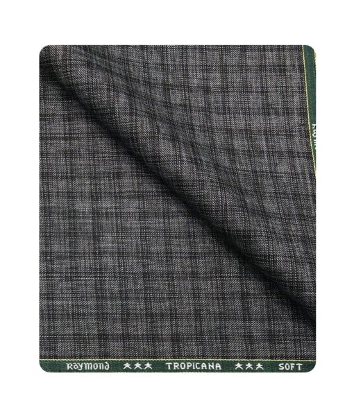 Raymond Men's Poly Viscose Unstitched Khadi Look Structured cum Checks Suiting Fabric (Grey)