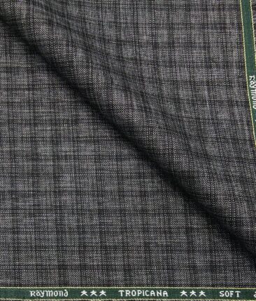 Raymond Men's Poly Viscose Unstitched Khadi Look Structured cum Checks Suiting Fabric (Grey)