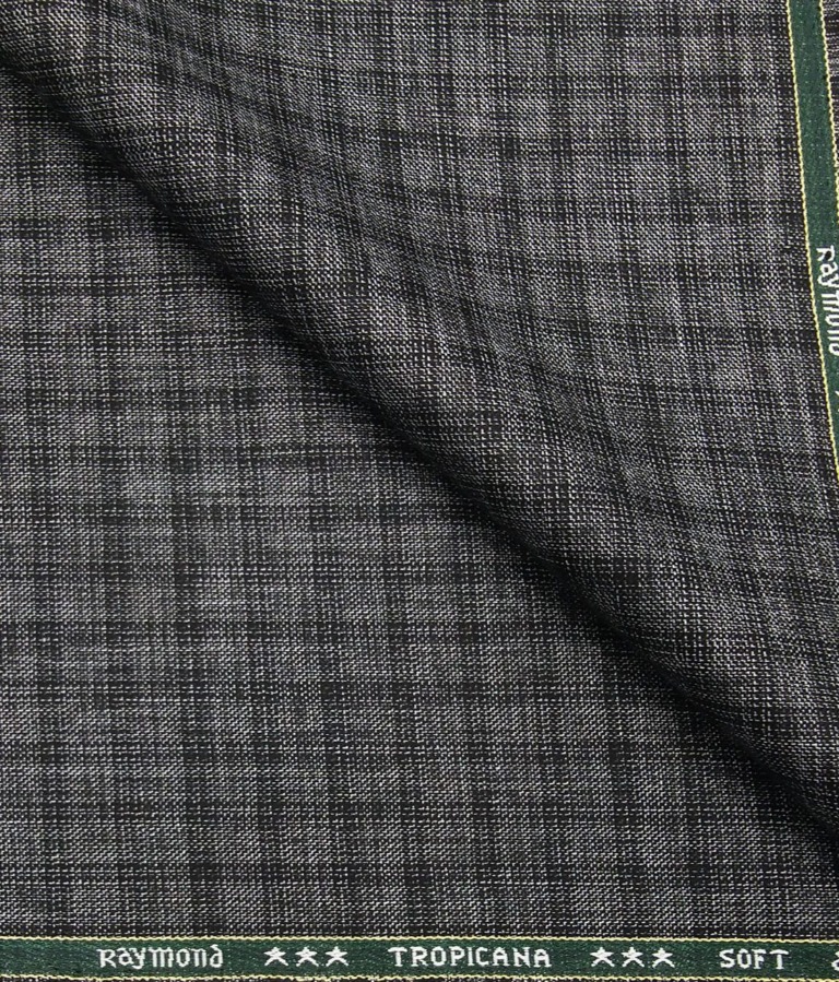Raymond Men's Poly Viscose Unstitched Khadi Look Structured cum Checks Suiting Fabric (Grey)