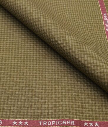 Raymond Men's Poly Viscose Unstitched Micro Checks Suiting Fabric (Khakhi)