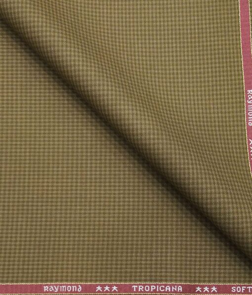 Raymond Men's Poly Viscose Unstitched Micro Checks Suiting Fabric (Khakhi)