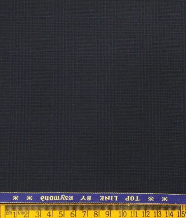Raymond Men's Poly Viscose Unstitched Self Checks Suiting Fabric (Dark Blue)