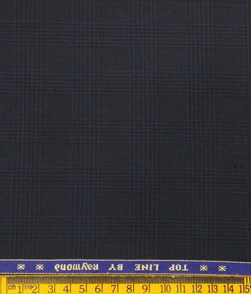 Raymond Men's Poly Viscose Unstitched Self Checks Suiting Fabric (Dark Blue)