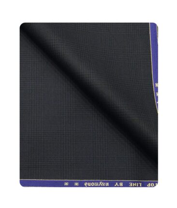Raymond Men's Poly Viscose Unstitched Self Checks Suiting Fabric (Dark Blue)