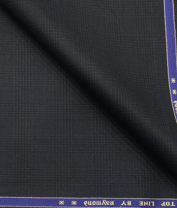 Raymond Men's Poly Viscose Unstitched Self Checks Suiting Fabric (Dark Blue)