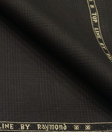 Raymond Men's Poly Viscose Unstitched Self Checks Suiting Fabric (Dark Brown)