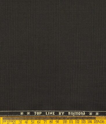Raymond Men's Poly Viscose Unstitched Self Checks Suiting Fabric (Dark Brown)