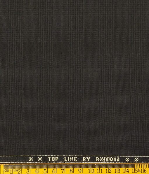 Raymond Men's Poly Viscose Unstitched Self Checks Suiting Fabric (Dark Brown)