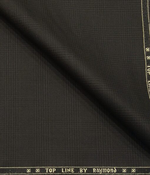 Raymond Men's Poly Viscose Unstitched Self Checks Suiting Fabric (Dark Brown)