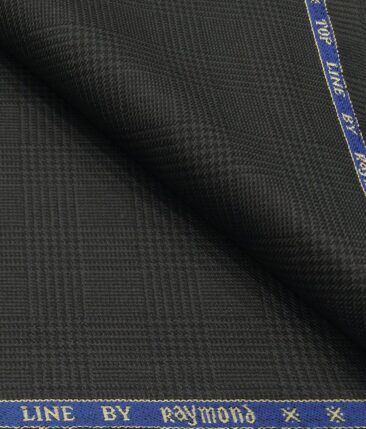 Raymond Men's Poly Viscose Unstitched Self Checks Suiting Fabric (Dark Grey)