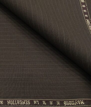 Raymond Men's Poly Viscose Unstitched Striped Suiting Fabric (Brown)