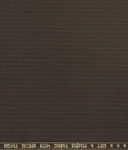 Raymond Men's Poly Viscose Unstitched Striped Suiting Fabric (Brown)