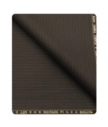 Raymond Men's Poly Viscose Unstitched Striped Suiting Fabric (Brown)
