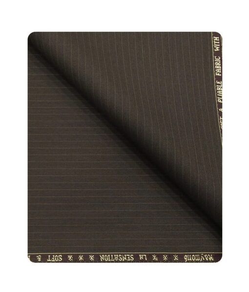 Raymond Men's Poly Viscose Unstitched Striped Suiting Fabric (Brown)