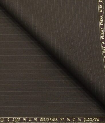 Raymond Men's Poly Viscose Unstitched Striped Suiting Fabric (Brown)