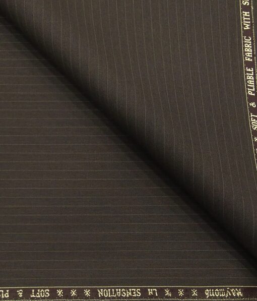 Raymond Men's Poly Viscose Unstitched Striped Suiting Fabric (Brown)