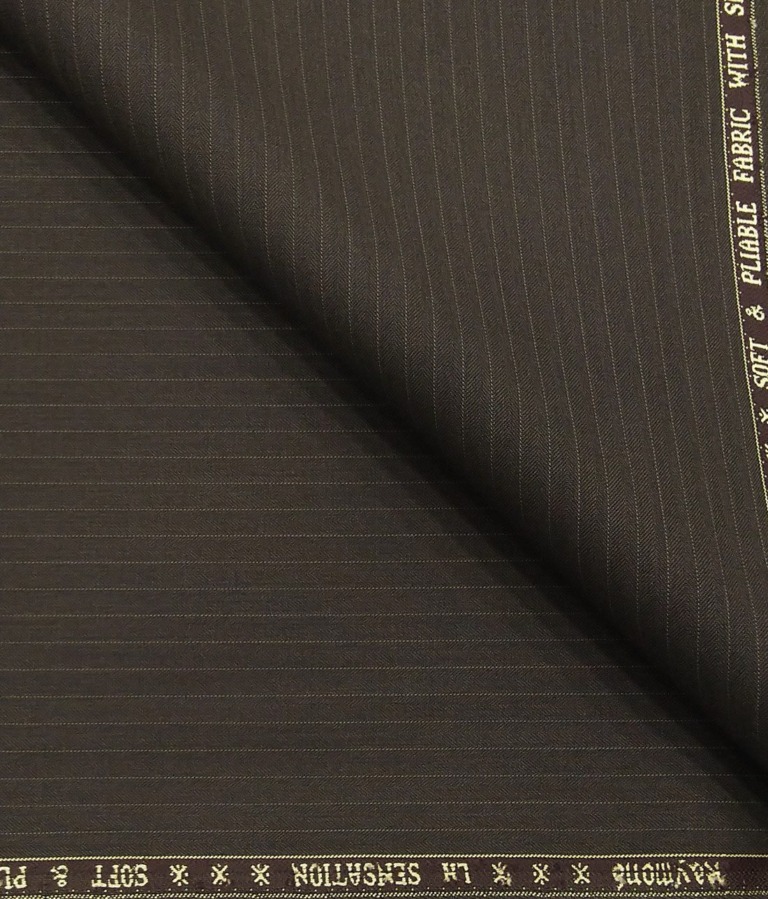 Raymond Men's Poly Viscose Unstitched Striped Suiting Fabric (Brown)