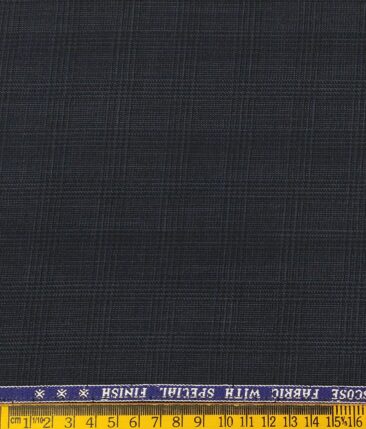 Raymond Men's Poly Viscose Unstitched Self Checks Suiting Fabric (Dark Blue)