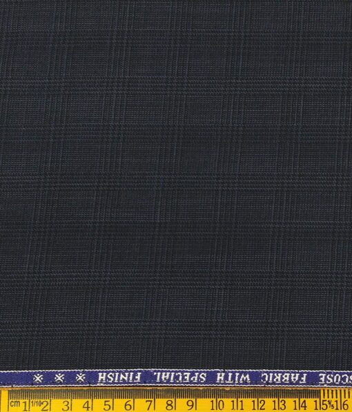 Raymond Men's Poly Viscose Unstitched Self Checks Suiting Fabric (Dark Blue)