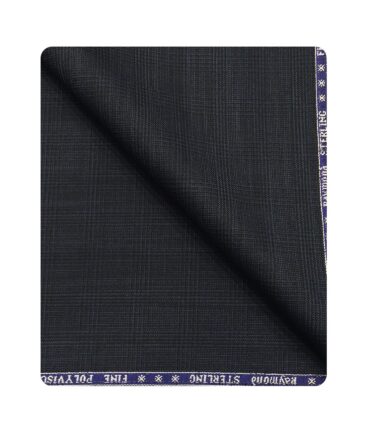 Raymond Men's Poly Viscose Unstitched Self Checks Suiting Fabric (Dark Blue)