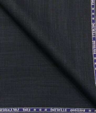Raymond Men's Poly Viscose Unstitched Self Checks Suiting Fabric (Dark Blue)