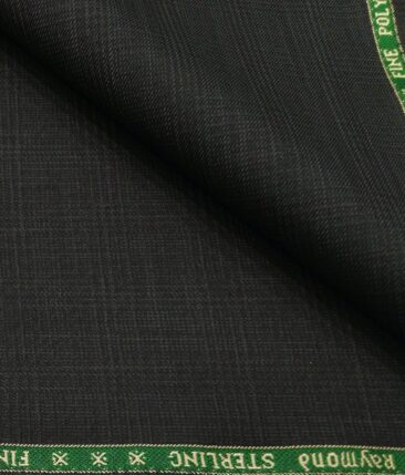 Raymond Men's Poly Viscose Unstitched Self Checks Suiting Fabric (Dark Grey)