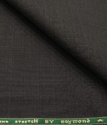 Raymond Men's Poly Viscose Techno Stretch Unstitched Self Checks Suiting Fabric (Dark Grey)