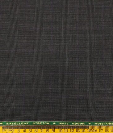 Raymond Men's Poly Viscose Techno Stretch Unstitched Self Checks Suiting Fabric (Dark Grey)