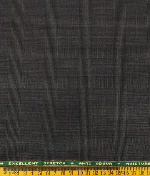 Raymond Men's Poly Viscose Techno Stretch Unstitched Self Checks Suiting Fabric (Dark Grey)