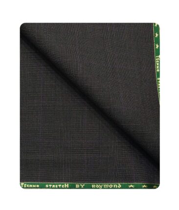 Raymond Men's Poly Viscose Techno Stretch Unstitched Self Checks Suiting Fabric (Dark Grey)