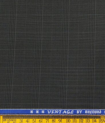 Raymond Men's Poly Viscose Unstitched Self Broad Checks Suiting Fabric (Dark Grey)