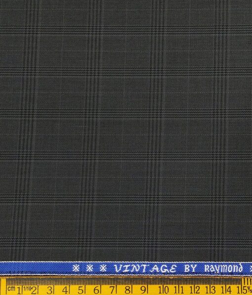 Raymond Men's Poly Viscose Unstitched Self Broad Checks Suiting Fabric (Dark Grey)
