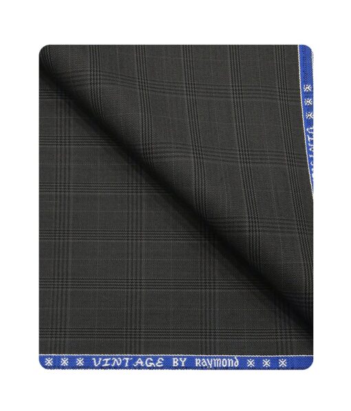 Raymond Men's Poly Viscose Unstitched Self Broad Checks Suiting Fabric (Dark Grey)