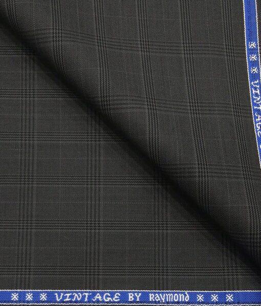 Raymond Men's Poly Viscose Unstitched Self Broad Checks Suiting Fabric (Dark Grey)