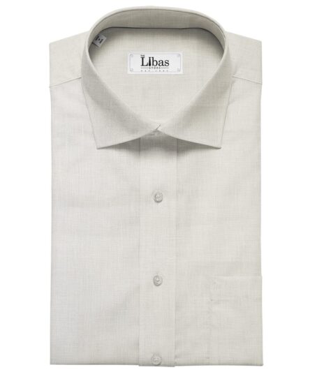 Linen Club Men's Linen 40 LEA Solid Unstitched Shirting Fabric (Milky White)