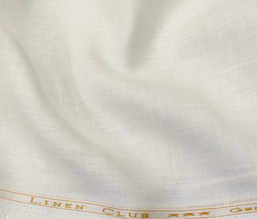 Linen Club Men's Linen 40 LEA Solid Unstitched Shirting Fabric (Milky White)